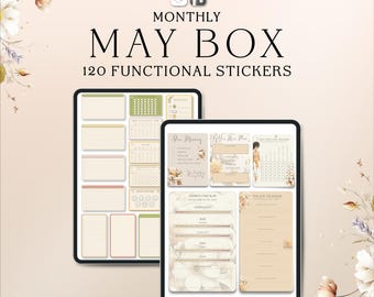 May Functional Stickers for Digital Planner, GoodNotes Noteful Sticker Book, Aesthetic Neutral Planner Stickers, Monthly Planner Stickers Se