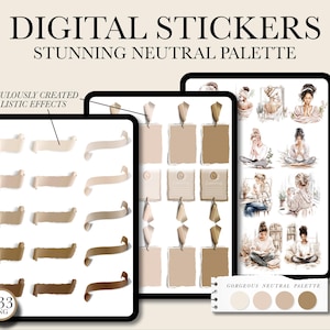 Neutral Goodnotes Neutral Aesthetic Digital Stickers, Daily Planner Stickers, Digital Stickers, Ipad Stickers, Digital Journal Stickers