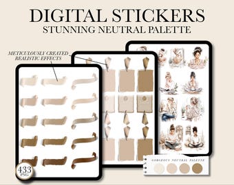 Neutral Goodnotes Neutral Aesthetic Digital Stickers, Daily Planner Stickers, Digital Stickers, Ipad Stickers, Digital Journal Stickers