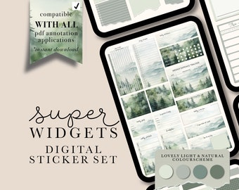 GoodNotes Sticker Book, Pre-Cropped Digital Planning Stickers, Forest Widget Stickers, Planner Essential Stickers, iPad Widget Stickers