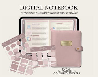 Horizontal Digital Notebook, Digital Notes,Cornell journal,Goodnotes Cornell notes,Notability template,goodnotes template,iPad Notebook