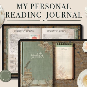Digital Reading Journal, Digital GoodNotes Book Tracker, iPad Android Digital Reading Log, Digital Bookshelf, landscape Reading Planner