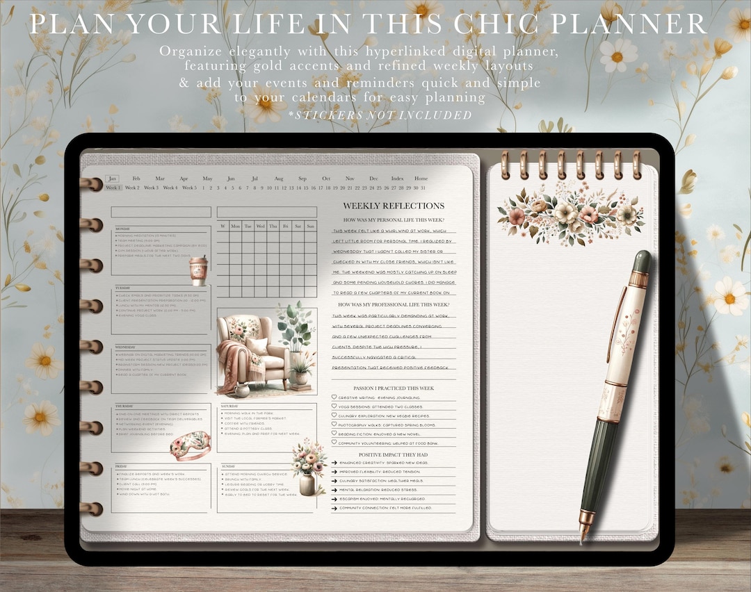 Minimalist Digital Planner for Ipad: Undated Noteful PDF With Daily ...