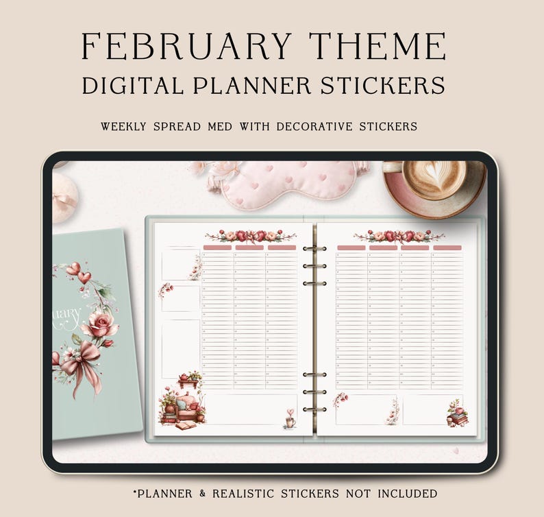 February Digital Planner Stickers | Cozy Winter Sticker Set, Floral ...