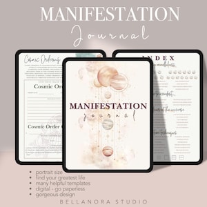 Manifestation Journal, Digital Manifestation Journal, Law of Attraction Journal, Gratitude, Shadow Work, Vision Board, Mindfulness journal