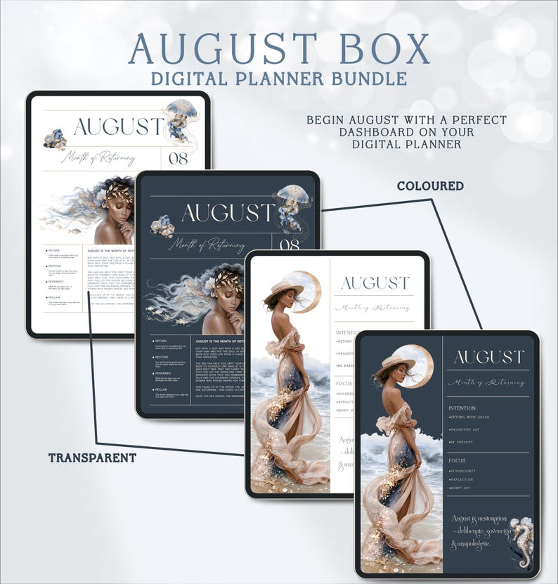 Complete August digital planner bundle, 600+ elements, PDF planner, PNG stickers, GoodNotes & Noteful sticker books. Instant download image 13