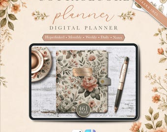 Cottagecore Digital Planner, Undated GoodNotes Planner, Gentle ADHD Life Planner, Cozy Watercolour Noteful iPad Planner, Free Stickers