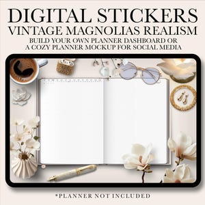 Scène réaliste de tableau de bord Magnolia, Stickers mood board, Stickers numériques GoodNotes, Stickers Spring Scene Creator