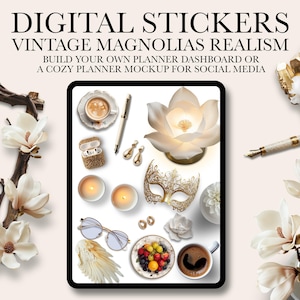 Stickers réalistes printanier, Stickers muraux floral Mood Board, Stickers agenda numérique GoodNotes, Stickers maquette printemps Notability