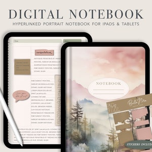 Portrait Digital Notebook, Digital Notes,Cornell journal,Goodnotes Cornell notes,Notability template,goodnotes template,iPad Notebook