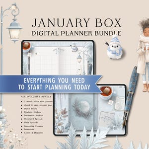 Pacote de Planejamento Digital Janeiro de 2026 | Kit de Planejamento com Estética de Inverno | GoodNotes e Noteful | Páginas Aconchegantes Mensais, Semanais e Diárias
