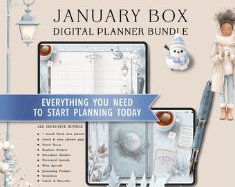 Paquete de planificador digital de enero de 2026 / Kit de planificador con estética invernal / GoodNotes y Noteful / Páginas diarias semanales y mensuales acogedoras