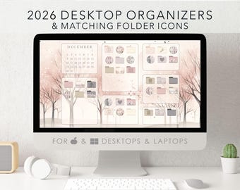 Paquete de productividad para la escuela, negocios y trabajo 2026 / Conjunto de iconos de escritorio personalizados para Windows y Mac / Organizador de escritorio