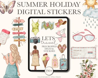 Summer Holiday Digital Planner Stickers, Summer Vacation GoodNotes Stickers, Summer Travel Notebook Stickers, Summer Notability Stickers