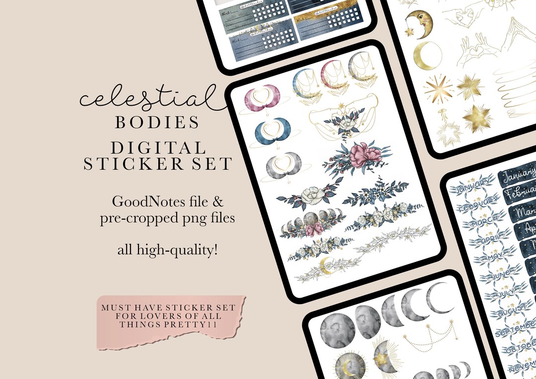 Astro Note Sticker Celestial Moon Digital Stickers,astrology Stickers Goodnotes,moon ...