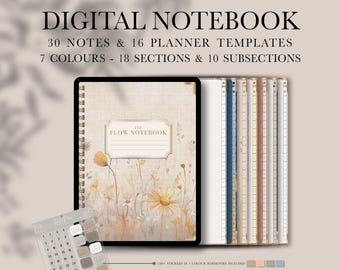 Digitaal notitieboekje 2025, GoodNotes-notitieboekje, studentennotitieboekje, notitieboekje, notitieboekje, GoodNotes-sjabloon, gestippeld, gevoerd, raster, Cornell