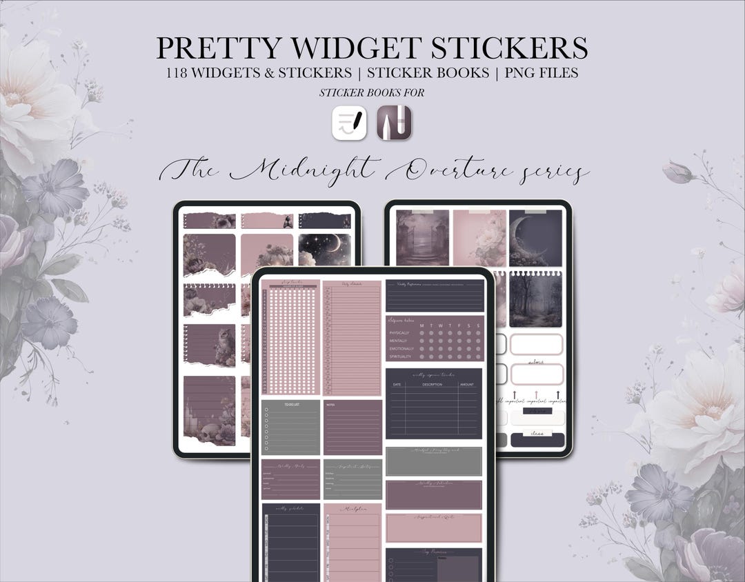 Sticker Widget Pretty Widget Stickers for Digital Planners | Midnight Overture Series ...