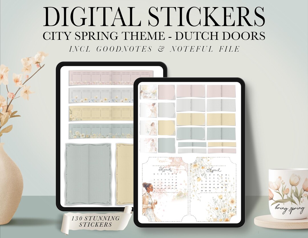 Digital Spring Sticker Sheets City Spring Digital Planner Sticker Dutch Doors Set, Digital Goodnotes ...