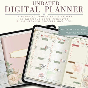 Undated Goodnotes Planner, Monthly Digital Planner, Goodnotes Template, iPad Planner, Digital Journal Pdf, Notability Planner, Daily Journal