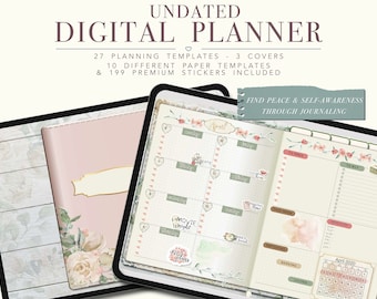 Undated Goodnotes Planner, Monthly Digital Planner, Goodnotes Template, iPad Planner, Digital Journal Pdf, Notability Planner, Daily Journal
