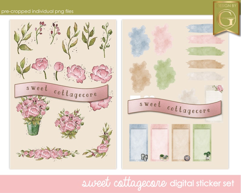 Cottagecore Digital Planner Stickers for Goodnotes or Xodo ,ipad ...