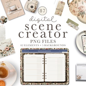 Generador de escenas de vista superior, creador de escenas PNG, maqueta digital Flatlay de GoodNotes, maqueta de fondo digital, maqueta de plano digital Flatlay