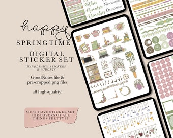 Springtime Planner Stickers, Goodnotes ,Ipad Digital Stickers, Floral Digital Stickers, notability stickers, Springtime, wildflower stickers