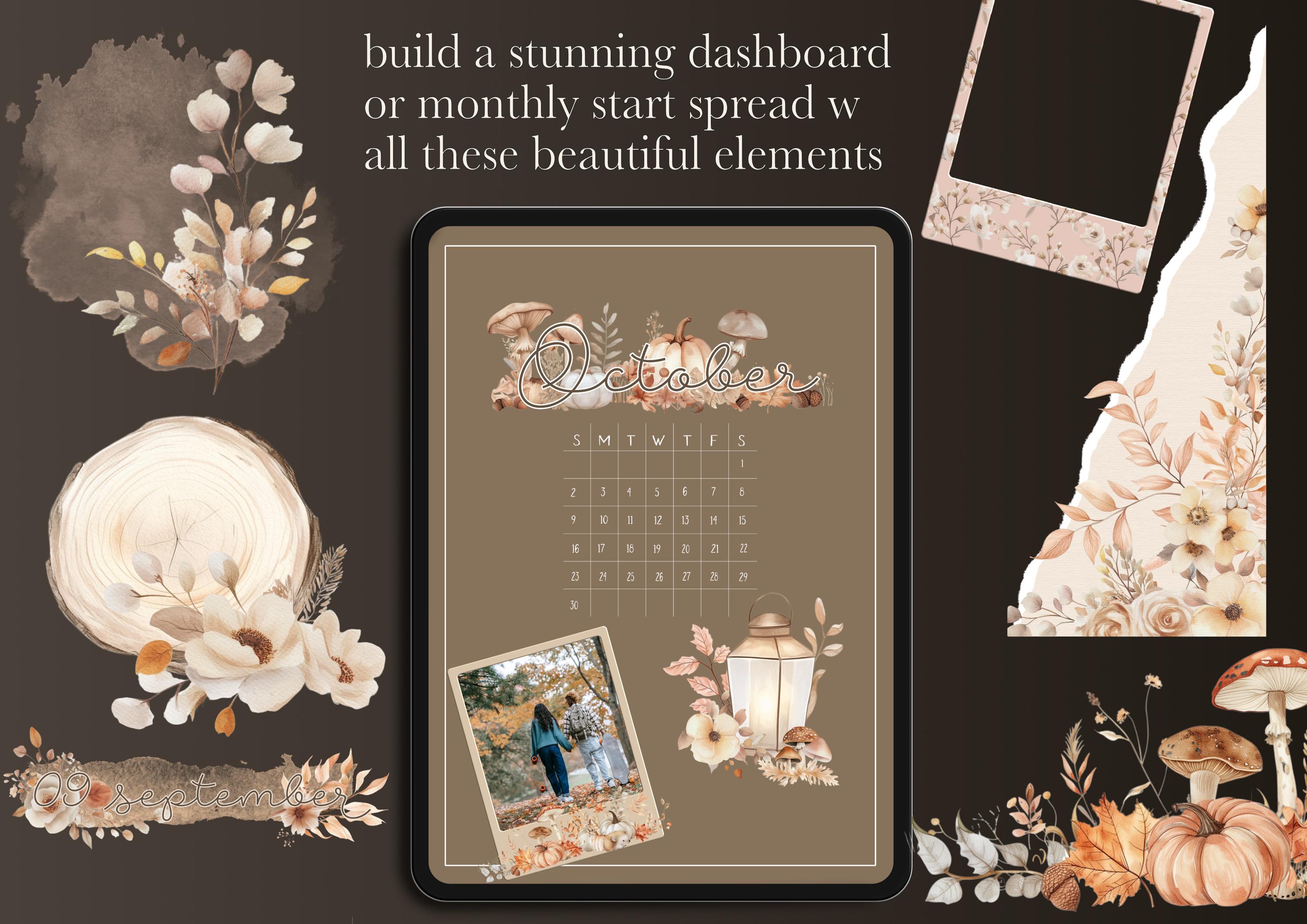 Autumn Life Digital Dashboard Stickers, Fall Daily Planner Stickers ...