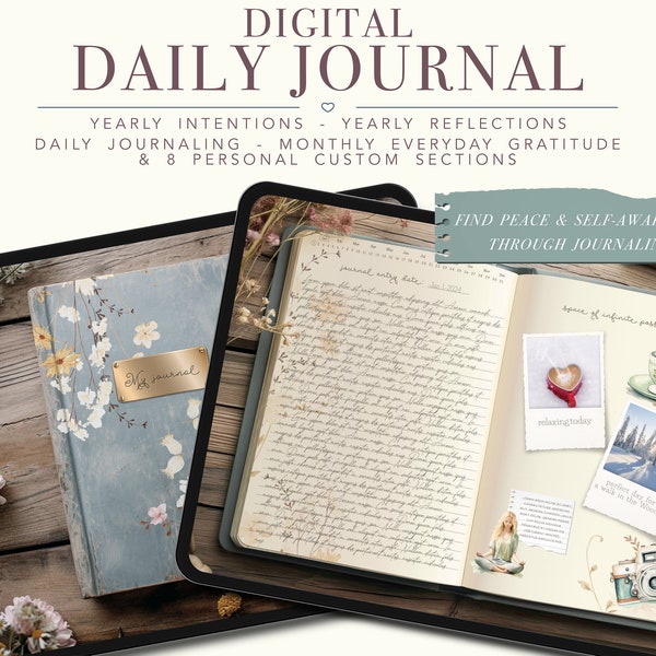 Digital daily journal with Hyperlinked Pages, Digital Diary for Journaling, Ipad journal, GoodNotes Journal for IOS and Android, Notability