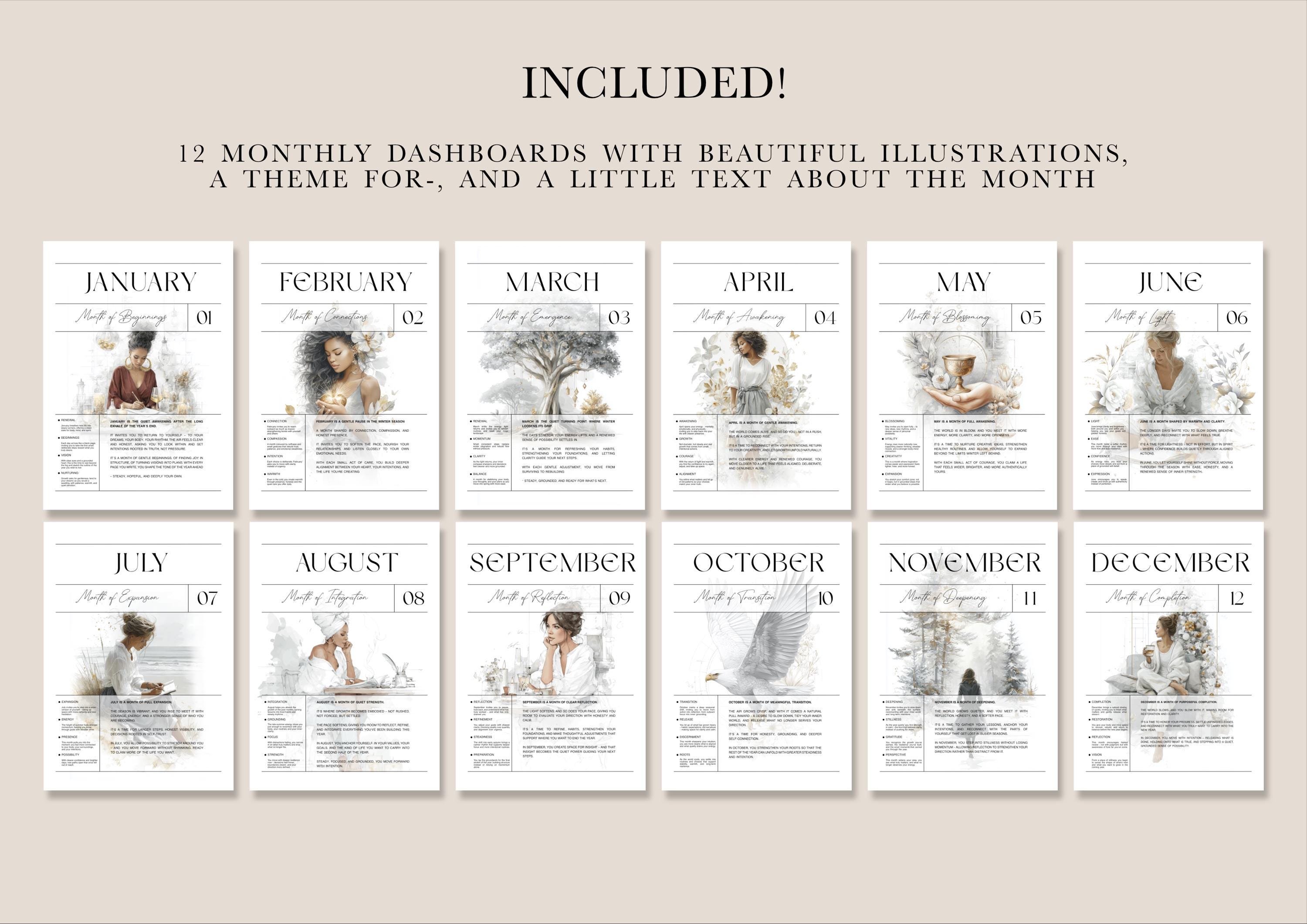 Monthly Planner Dashboards | Printable and Digital Inserts | Aesthetic ...
