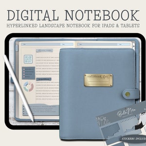 Quaderno digitale orizzontale, appunti digitali, diario Cornell, appunti Goodnotes Cornell, modello di notabilità, modello Goodnotes, quaderno per iPad