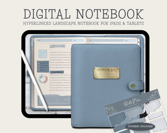 Horizontal Digital Notebook, Digital Notes,Cornell journal,Goodnotes Cornell notes,Notability template,goodnotes template,iPad Notebook