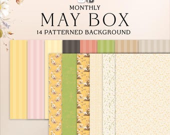 May Digital Planner Kit, Patterned Backgrounds & Pre Decorated Spreads, GoodNotes Noteful Planner Pages, Aesthetic Spring Planner Bundle