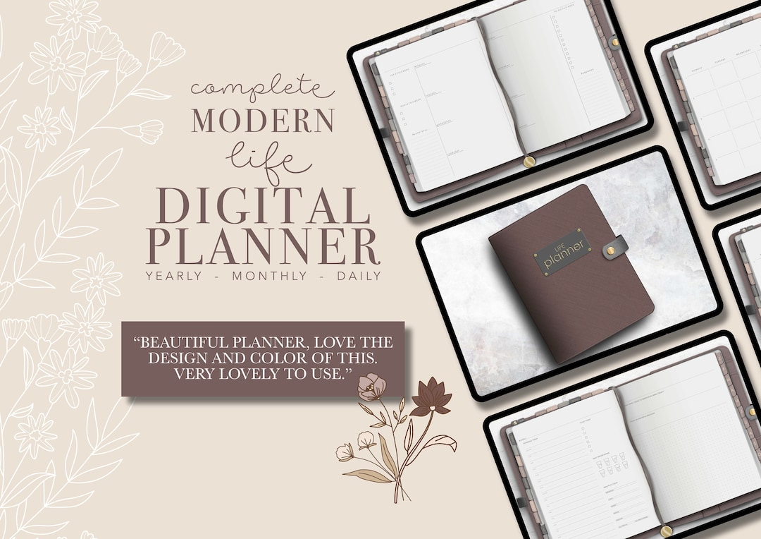 Complete Modern Life Digital Planner, Hyperlinked Aesthetic Entrepreneur Planner, Goodnotes ...
