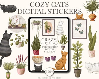 Cat Lover Digital Planner Stickers, Kitten Digital Stickers, Goodnotes Stickers, Crazy Cat Lady Stickers, Notability Journal, Cozy Cats