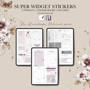 Noteful Widgets Dreamkeeper Sticker Book, Pre-Cropped Goodnotes Planning Stickers, Botanical Widget Stickers, Planner Stickers, iPad Widgets
