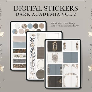 Adesivi digitali Noteful Dark Academia, adesivi per planner settimanali, adesivi digitali giornalieri, libro di adesivi GoodNotes, adesivo per diario libresco