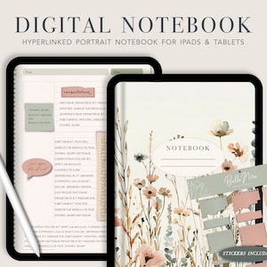 Portrait Digital Notebook, Digital Notes,Cornell journal,Goodnotes Cornell notes,Notability template,goodnotes template,iPad Notebook