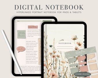 Portrait Digital Notebook, Digital Notes,Cornell journal,Goodnotes Cornell notes,Notability template,goodnotes template,iPad Notebook