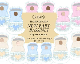 New Baby Bassinet Clip Art Bundle | Inclusive Baby PNG Set