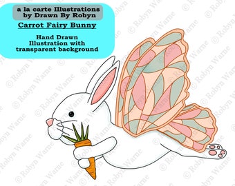 Carrot Fairy, Bunny Clip Art, White Rabbit, Fairy Clip Art, Illustration, Hand Drawn, Cute Bunny PNG, Digital Art, Bunny Fairy, Butterfly