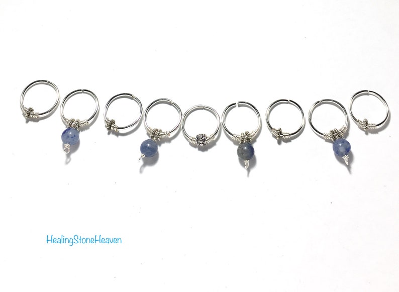 Hair Jewels Braid Hair Rings Blue Aventurine Crystal Hair Rings Crystal Hair Accessory Chakra Stone Hair Jewelry Hair Rings