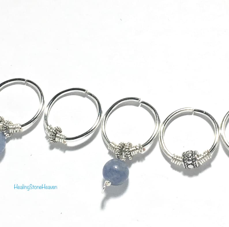 Hair Jewels Braid Hair Rings Blue Aventurine Crystal Hair Rings Crystal Hair Accessory Chakra Stone Hair Jewelry Hair Rings