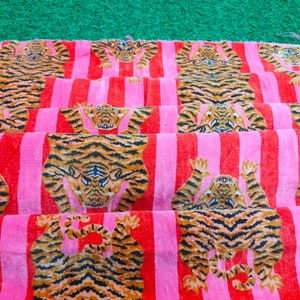 Indian Velvet Animal Tiger Printed All Fabric by The Yard Home Décor & Dress , Curtain Making, Sewing Velvet Fabric Crafting