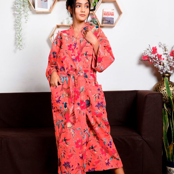 Unisex Waffle Linen Robe| Cotton Kimono Robe| Gift for her| Mother's Valentines Christmas Wedding Bridesmaids Robes| Summer Bathrobe