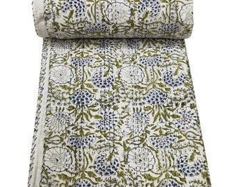 Indian Kantha Quilt Handmade Throw Reversible Blanket Bedspread Block Print Fabric Bohemain quilt Twin/Queen chic bedding coverlets