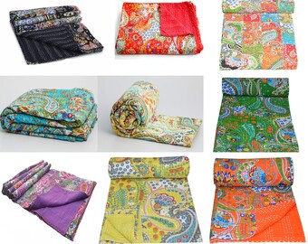 Hand Quilt Plant Paisley Print Kantha Work