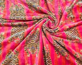 Tibetan Tiger Print Hand Printed Fabric By The Yard Running Loose Sewing Craft Dressmaking Material Fabric Home furnishing upholstery Fabric
