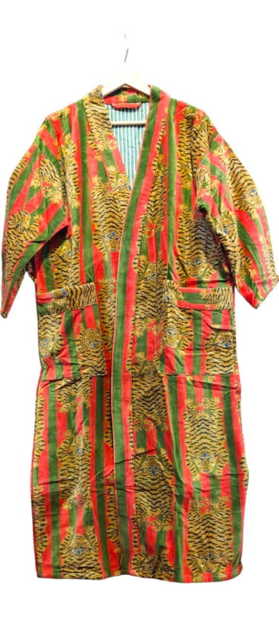 Tibetan Tiger  Robes  pure Velvet  kimono robe, ladies night gown, kimono dressing gown, bridesmaid gowns, sustainable women bathrobe Kimono