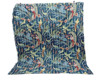 Indian Kantha Quilt Blue Floral  Bedspread Twin/Queen/King Kantha Cotton Kantha Quilt Bedding Bedspread Gudari